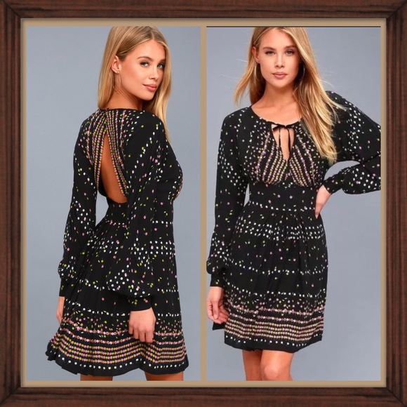 Free People Dresses & Skirts - Free People Black Cyron Long Sleeve Mini Dress NWT